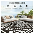 thumbnail image 6 of Outdoor Rug for Patio, 9' x 18' Waterproof Large Mat, Reversible Plastic Straw Rug for Decor, Portable Outside RV Camping Area Carpet Mat for Backyard Porch Deck Picnic, Black & Gray Square, 6 of 9