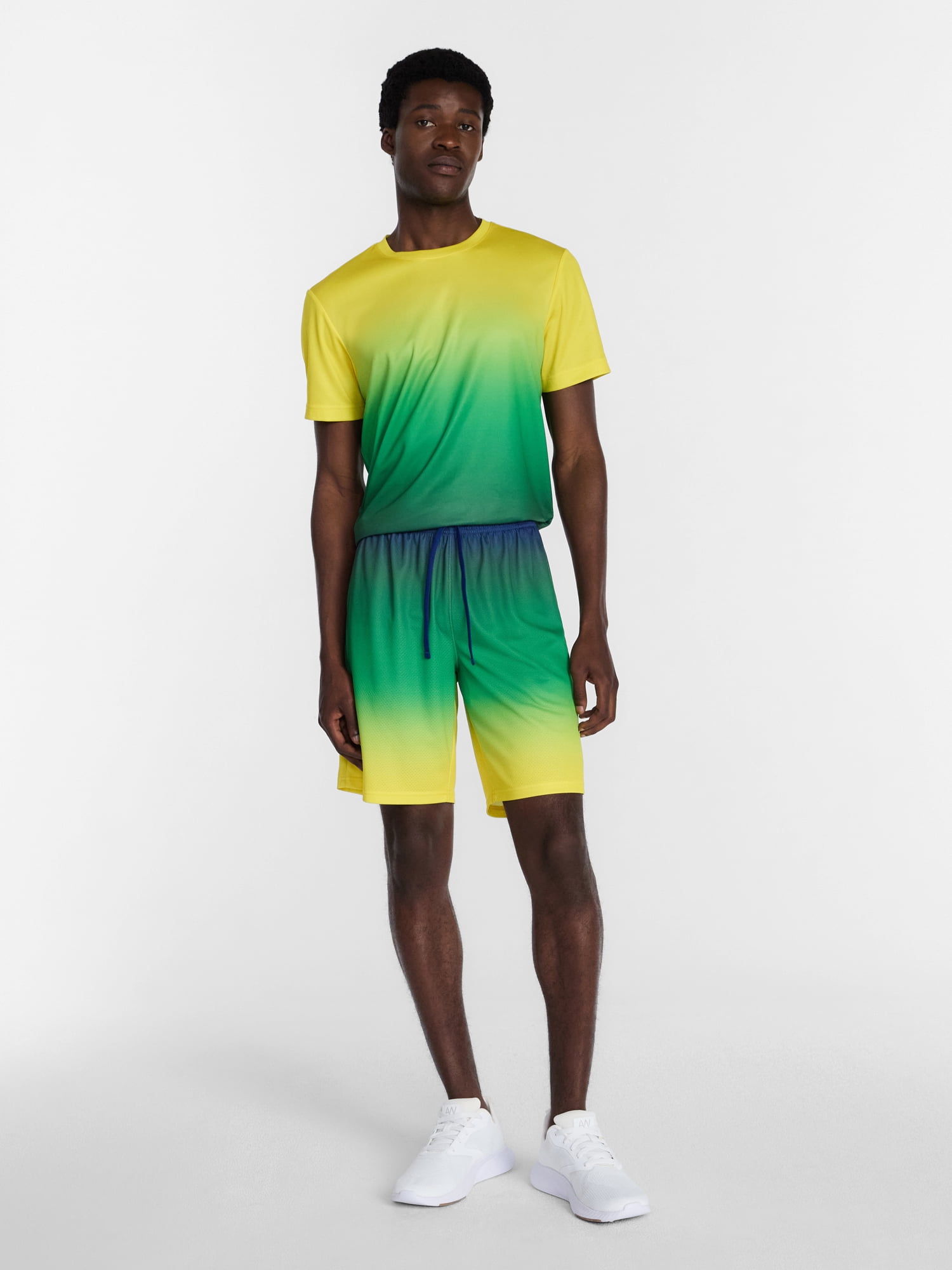 Athletic Works Men's and Big Men's Ombre Mesh Shorts, 7" Inseam, Sizes XS-5XL