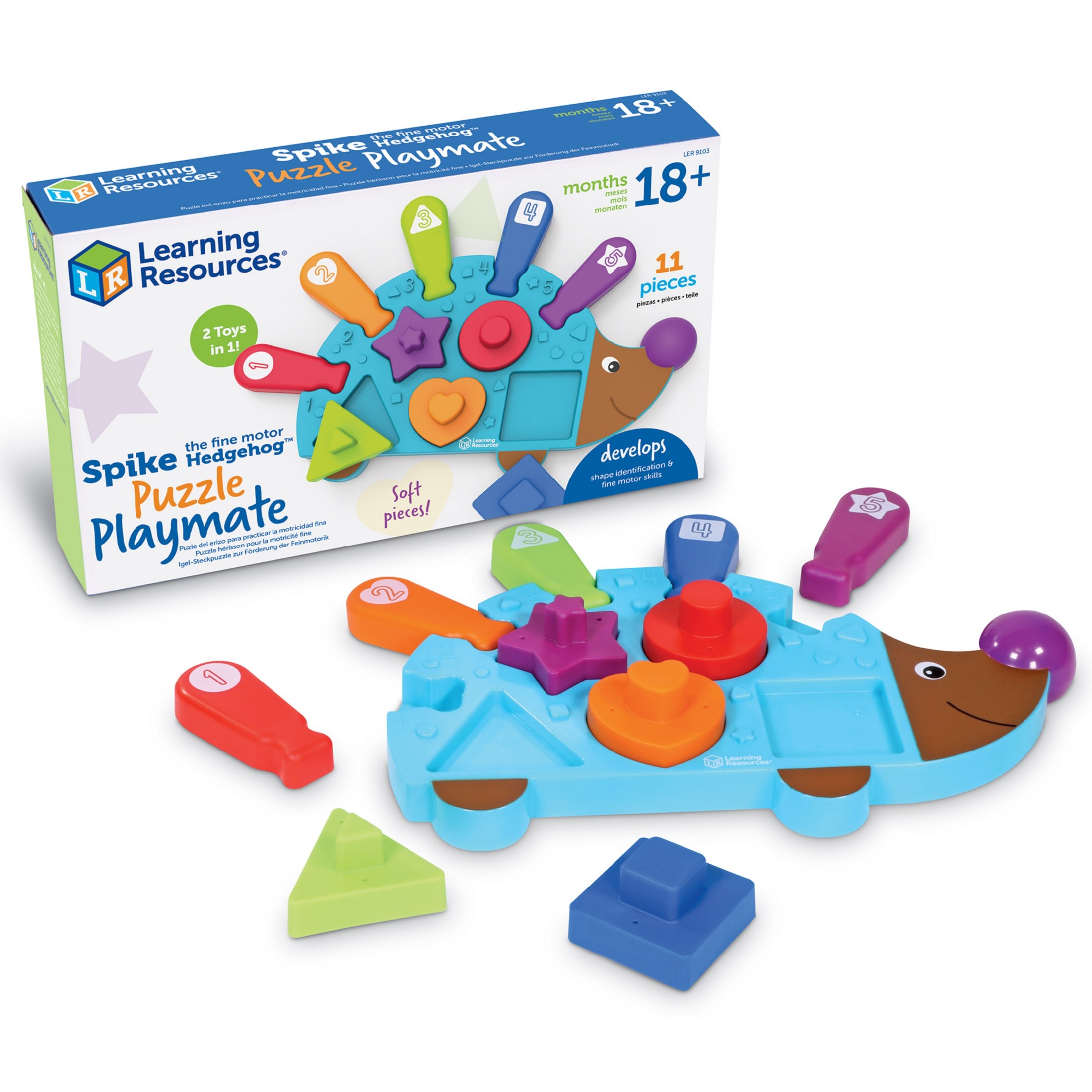 Learning Resources Spike the Fine Motor Hedgehog Puzzle Playmate Fine Motor Game Color and Shape Recognition Ages 18 months