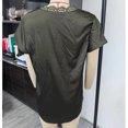 thumbnail image 2 of Camiseta con cuello en V y encaje para mujer, manga corta, informal, holgada, Color puro, jersey de verano, Top OD verde XL, 2 of 3