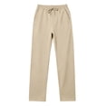 thumbnail image 5 of Akiihool Mens High Waisted Trousers Men's Straight Fit Flat Front Chino Pant Khaki,M, 5 of 5