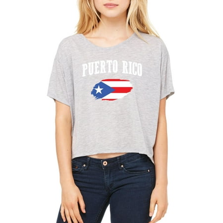 Puerto Rico State Flag Womens Shirts Flowy Boxy