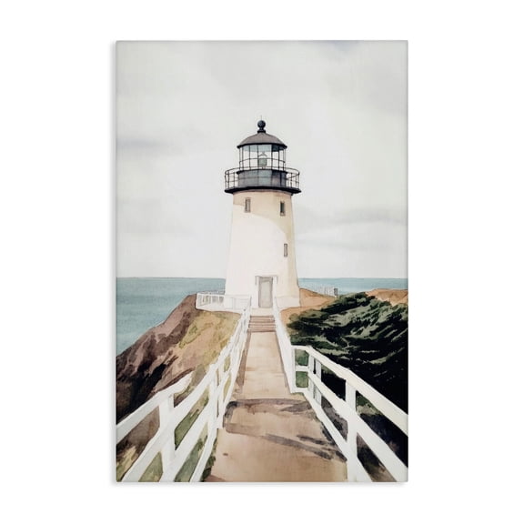 Stupell Industries Watercolor Lighthouse Path Canvas Wall Art, design by Sisi and Seb, 45 x 30