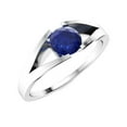 thumbnail image 2 of 5 MM Round Shape Blue Sapphire 925 Sterling Silver Split Shank Solitaire Women Valentines Day Gifts Ring, 2 of 3