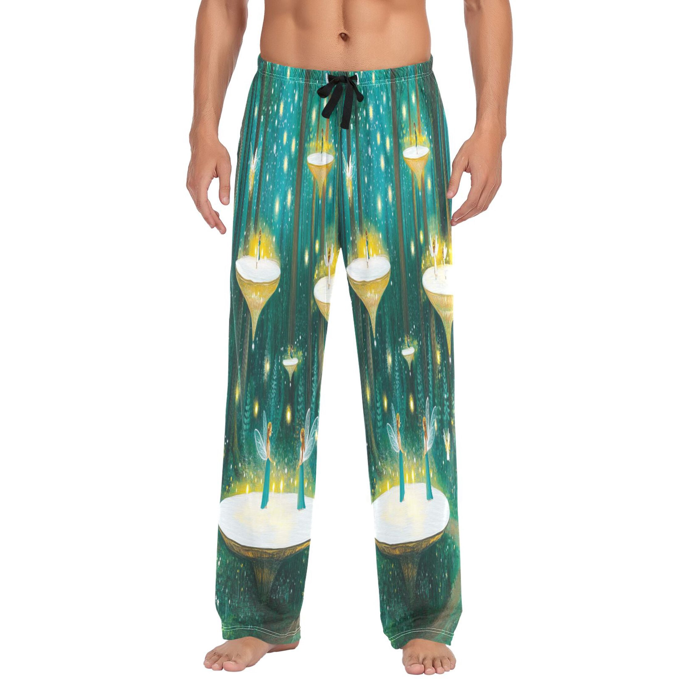Elves in The Woods Mens Cotton Pajama Pants Long Staple Lightweight Sleep Bottoms with Pockets Breathable