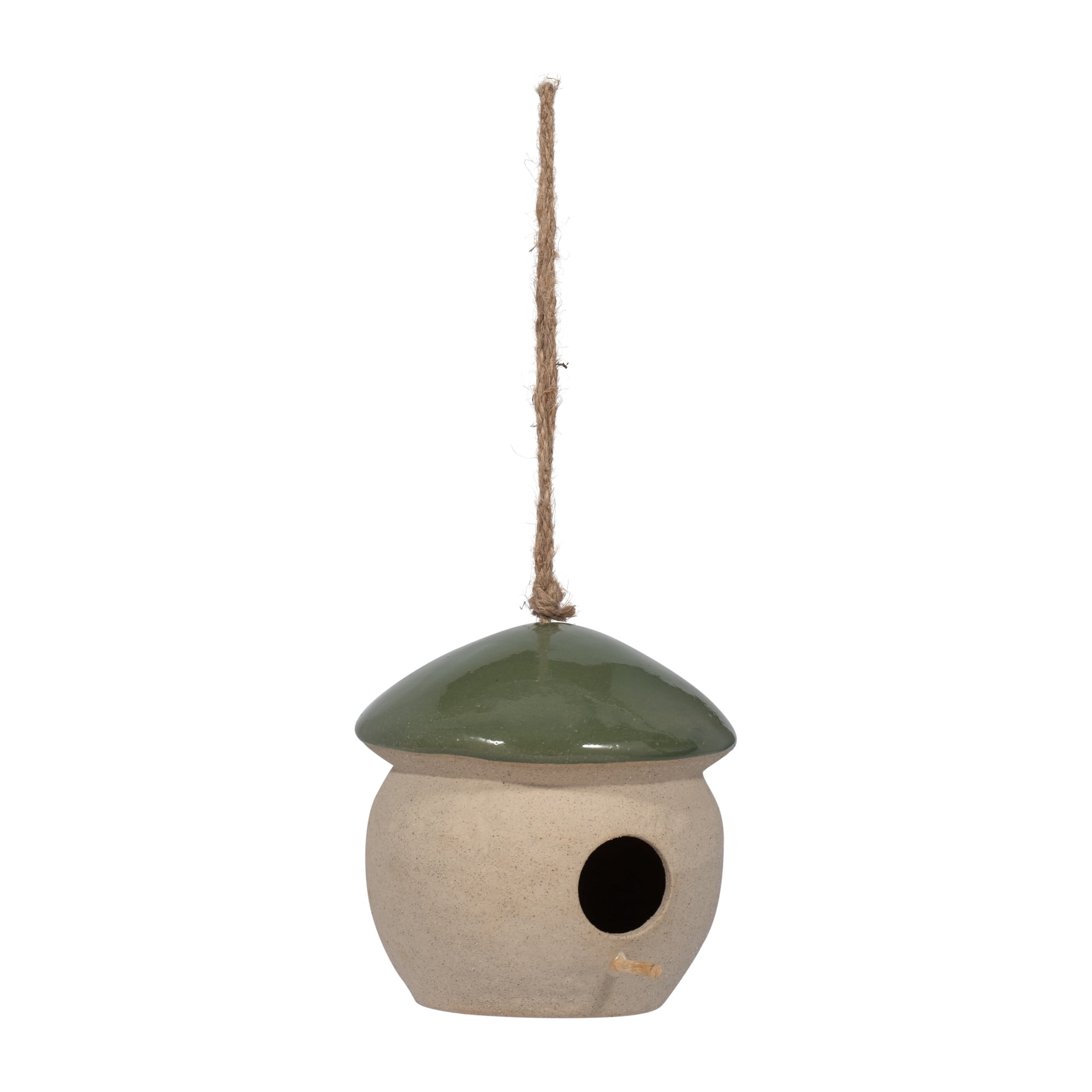 Decorative Bird House Feeder for Outdoors - Round Hanging Bird Feeder for Windows, Yard, and Garden Display - Charming Bird Houses for Outside Patio, Backyard, and Tree Decoration - 6", Green