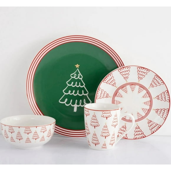 Vajilla Navideña Vascella Porcelana para 4 personas 16pz