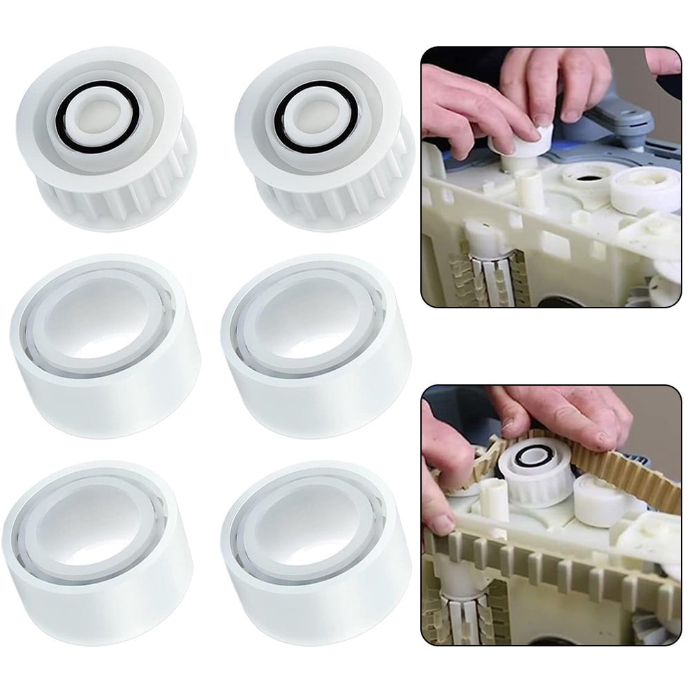 Automatic Robotic Pool Cleaner Replacement Parts, Guide Wheels 4 Pack with 2 Pack Pulley Gears 3884997-R6 for Maytronics Dolphin, Nautilus CC Plus Pool Cleaner M200/M400/M500 &Dx3/Dx4/Dx6