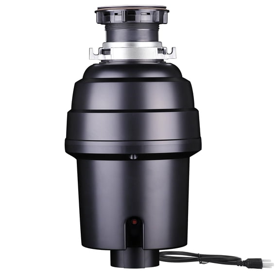 3/4 HP Continuous Feed Garbage Disposal - Anti-Jam Stainless Steel Grinder with EZ Connect & Power Cord, for Kitchen Sinks, Black