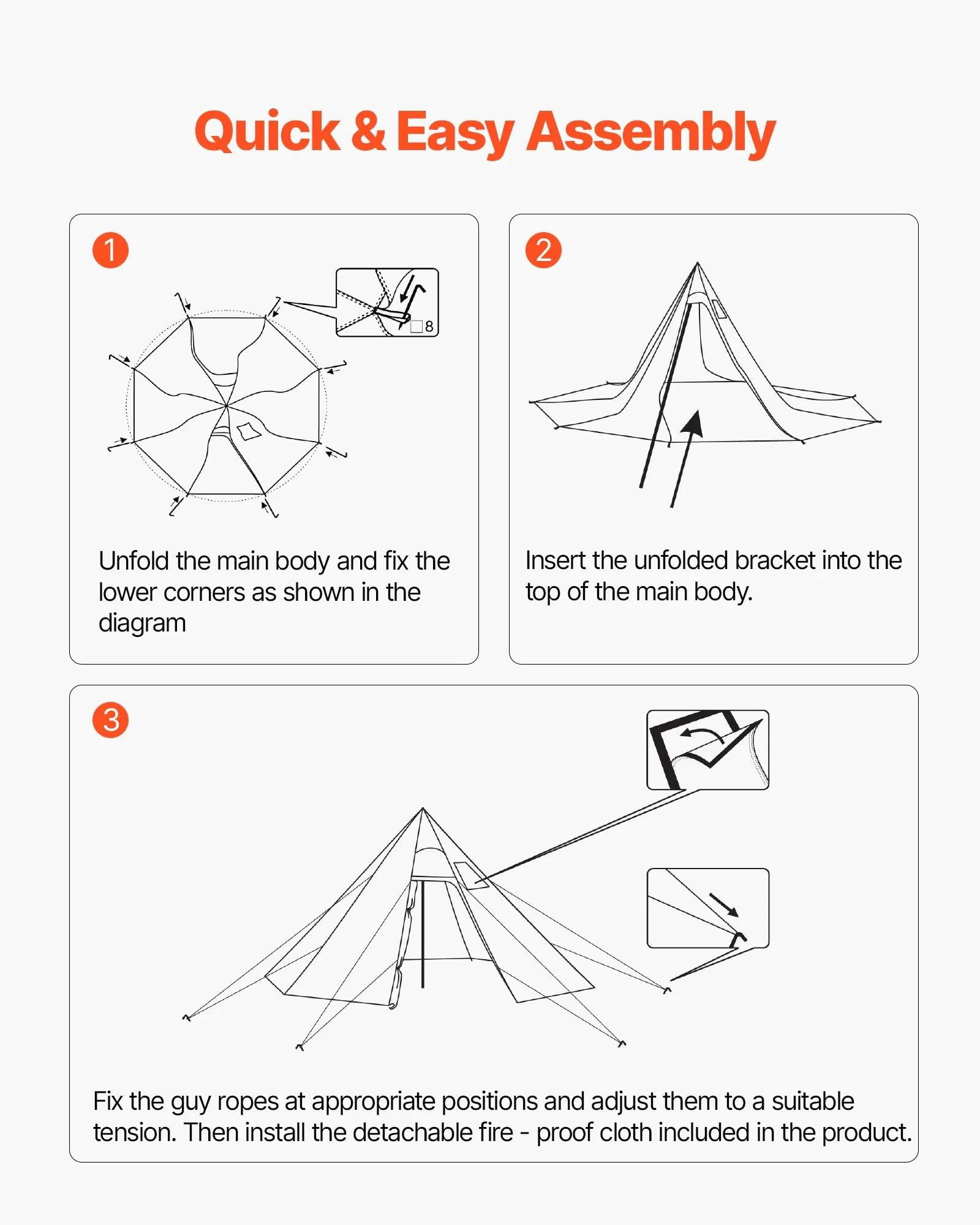 Hot Tent for 4 Persons, Portable Winter Tipi Tent with Stove Jack, Waterproof Canvas Camping Tents, Lightweight 4 Season Shelter Tents for Hiking Fishing Backpacking