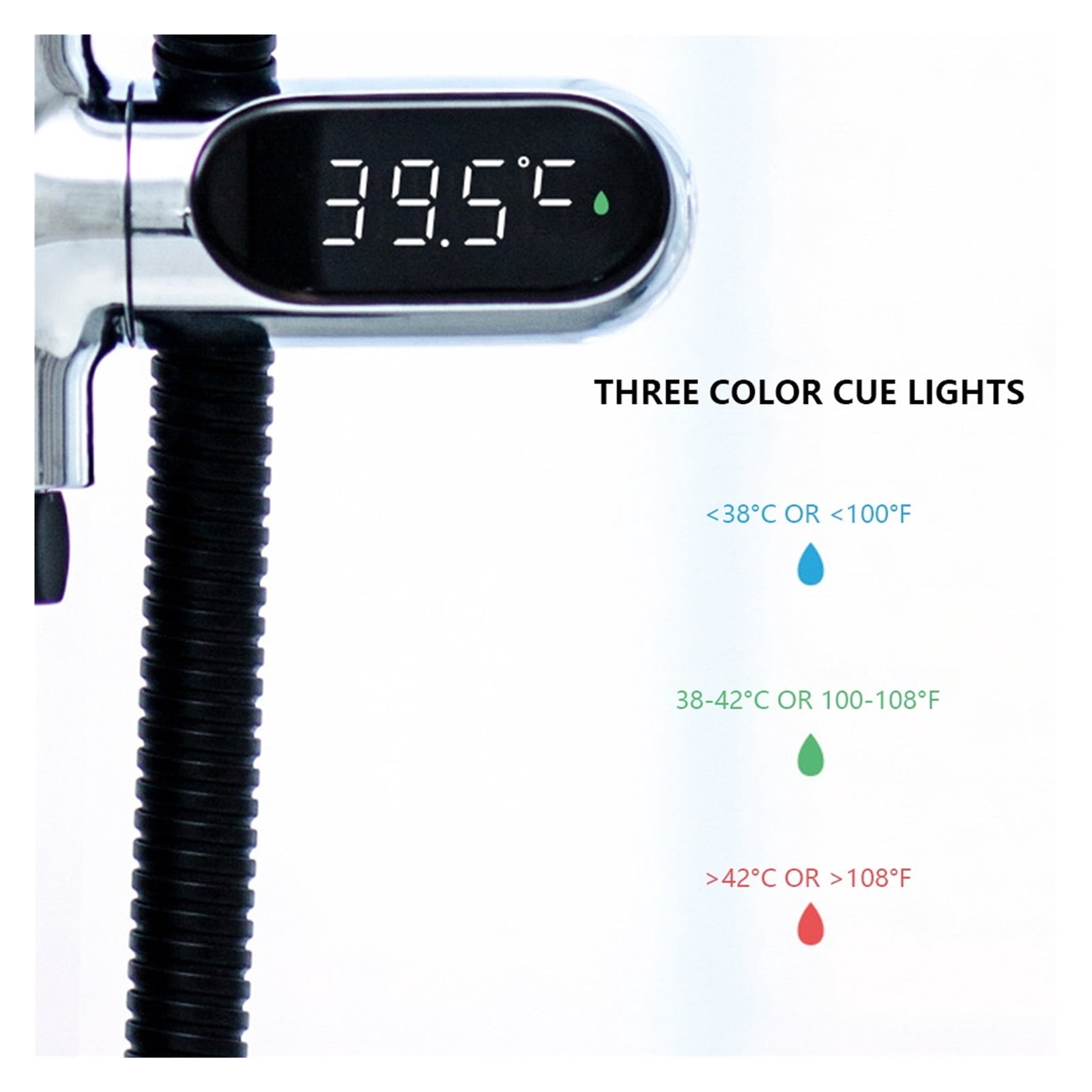 LED Display Water Shower Thermometer 5°C-85°C Self-Generated Electricity Water Temperature Monitor Smart Meter Thermometer ,Energy Saving