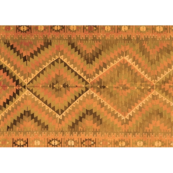 Ahgly Company Indoor Rectangle Abstract Orange Contemporary Area Rugs, 5' x 8'