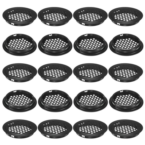 Uxcell Paquete de 20 Respiraderos Circulares de Soffit, 53mm/2.09 Pulgadas Respiraderos Redondos de Acero Inoxidable con Rejilla para Baño Hogar/ Oficina/Cocina/Armario/Guardarropa [Negro]