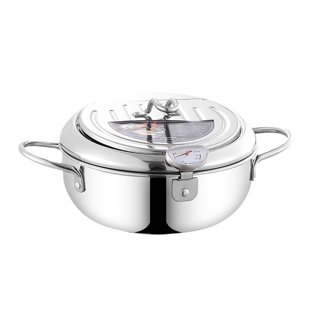 HBFAGFB New Stainless Steel Deep Fryer Pot with Oil Drip Drainer Rack for Chips, Chicken