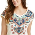 thumbnail image 2 of Women's Short Sleeve V-Neck Boho Print T-Shirt, 2 of 2