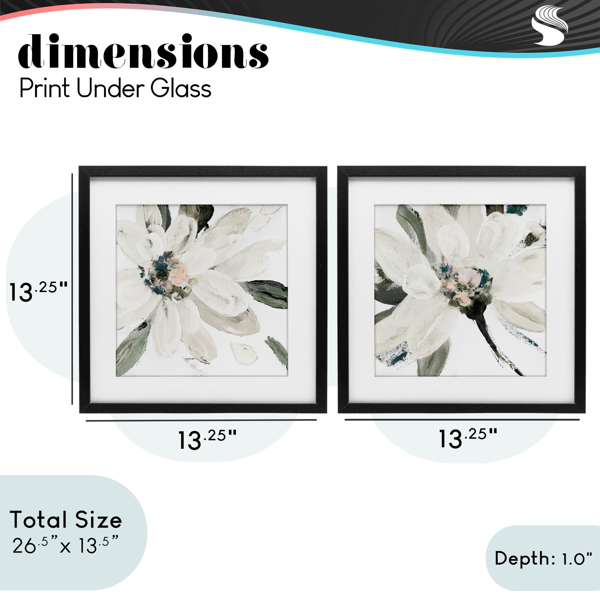 Stupell Industries Naturally Blooming White Flowers 2 Piece Black Framed Print Under Glass Set, design by Lanie Loreth