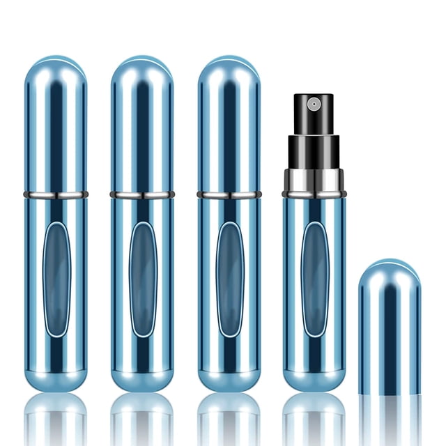 4Pcs Refillable Perfume Atomizer Bottles,Portable Mini Separate Perfume Bottle,Travel and Outings Spray Boxes Dispensers 5ml/0.2oz (Blue)