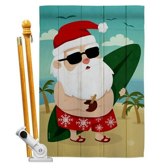 Ornament Collection HS190017-BO 28 x 40 in. Santa Vacation House Flag Set Wintertime Christmas Double-Sided Decorative Vertical Flags & Decoration Banner Garden Yard Gift