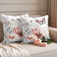 thumbnail image 2 of Spring Flower Pillow Covers 2 Pack Vintage Cosmos Leaf Butterfly Pastoral Pillowcase Waterproof Outdoor Throw Pillow Cover for Patio Garden Square Cushion 20”x20”, 2 of 9