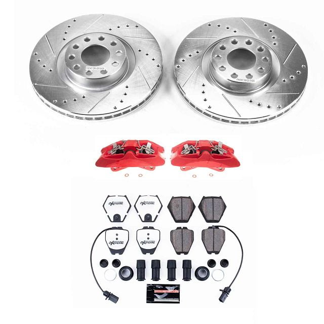 PowerStop Front Z26 Street Warrior Brake Pad and Rotor Kit with Red Powder Coated Calipers Fits: AUDI Select Models KC948-26