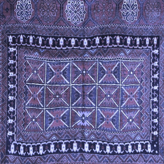 Ahgly Company Machine Washable Indoor Square Persian Blue Traditional Area Rugs, 8' Square