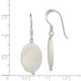 thumbnail image 2 of 925 Sterling Silver White Mother Of Pearl Oval Drop Dangle Earrings Natural Stone Shell, 2 of 6