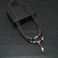 thumbnail image 3 of Collier en acier inoxydable et cuir pour homme, 3 of 5
