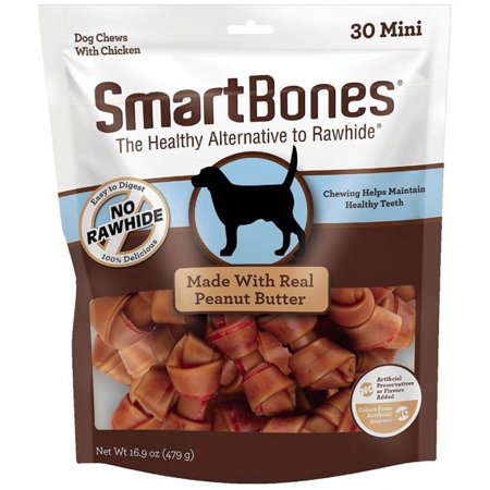 UPC: 0892383003101 | 30 count SmartBones Mini Chicken and Peanut Butter Bones Rawhide Free Dog Chew