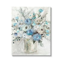 Stupell Industries Abstract Blue Rose Arrangement Botanical & Floral Painting Gallery Wrapped Canvas Print Wall Art