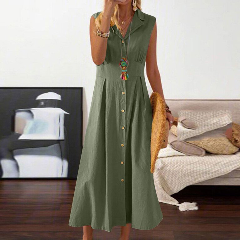 chinese dress ladies Cotton Linen Dresses for Women Casual Short Sleeve Crew Neck Floral  Embroidery Dress Loose Pleated Front Midi Dress Army Green at Amazon  Women's Clothing store
