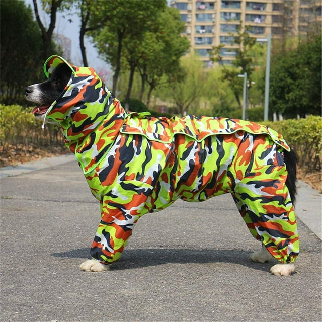 Dog Raincoat with Detachable Hoodie, Adjustable Outdoor Drawstring Dog Coat, Waterproof Dog Jacket, Rain Jacket with Hood and Collar Hole, 10 Sizes, 30