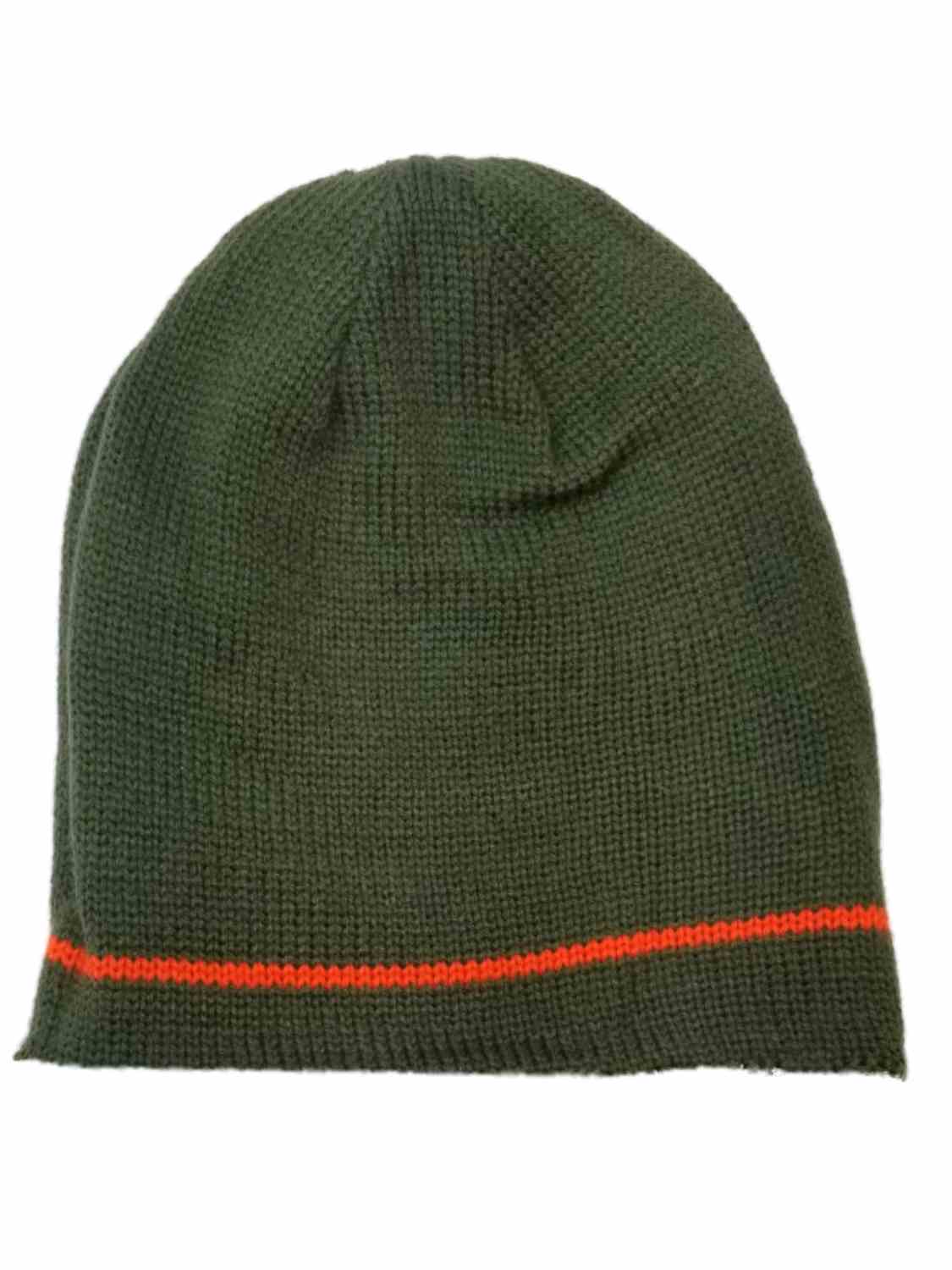 Men's Olive Green with Accent stripe Winter Reversible Beanie Stocking Cap Hat - image 2 of 2