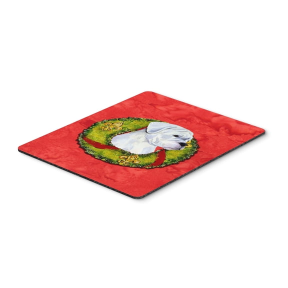"White Boxer Cristmas Wreath Mouse Pad Hot Pad or Trivet"
