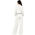 thumbnail image 3 of Women's 2 Piece Lounge Set Quarter Zip Pullover and Wide Leg Pants, Casual Fall Matching Outfit with Drawstring Waist and Pockets Tracksuit, L, 3 of 5