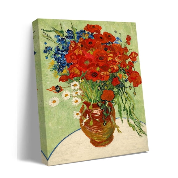 Poppies and Cornflowers Canvas Wall Art Inspired by Vincent Van Gogh Colorful Flower Still Life Painting Reproduction for Home, Office, Living Room, Bedroom Wall Decor