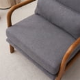 thumbnail image 6 of Indoor Leisure Arm Chair, Modern Linen Fabric Upholstered Accent Chair with Solid Wood Armrest & High Back, Single Sofa Lounge Reading Chair for Living Room Bedroom Office Studio, Dark Grey 1, 6 of 7