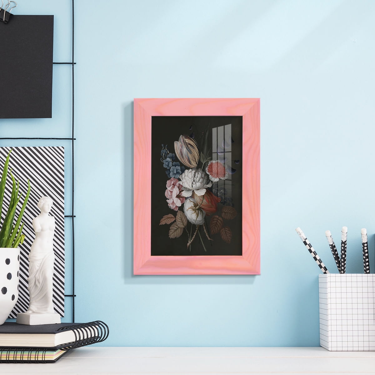 Dramatic Bouquet I -Framed Print w/glass-Sunset Pink