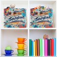 thumbnail image 6 of Yayeee Canvas Storage Basket with Handles for Shelves Fabric Bins Closet Organizer, Yellow Sardines Pattern, 6 of 8