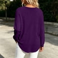 thumbnail image 3 of Lmueinov Plus Size Womens Long Sleeve Shirts V-Neck Solid Button Loose fit Tops Curved Hem Soft Layering Blouses For Women Fall Winter Loungewear, 3 of 5
