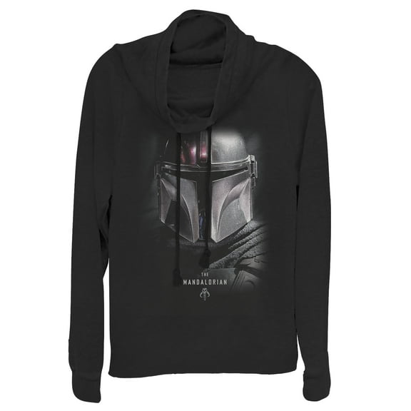 Junior's Star Wars: The Mandalorian Bounty Hunter Shadow Cowl Neck Sweatshirt Black Small
