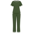 thumbnail image 5 of Wensltd Women's Summer Pajama Set Short Sleeve Notch Collar Tops and Elastic Waist Shorts 2 Piece, 5 of 6