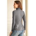 thumbnail image 3 of XINQIHANG Women Turtleneck Tops Long Sleeve Fine-Ribbed Lightweight Stretch Base Layer Shirts, 3 of 4