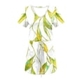 thumbnail image 4 of DPTALR Robes à Manches Courtes Col en V Mi-Mollet pour Femmes, Jupes Courtes Rétro Mignonnes pour Sorties d'Été pour Filles, 4 of 4