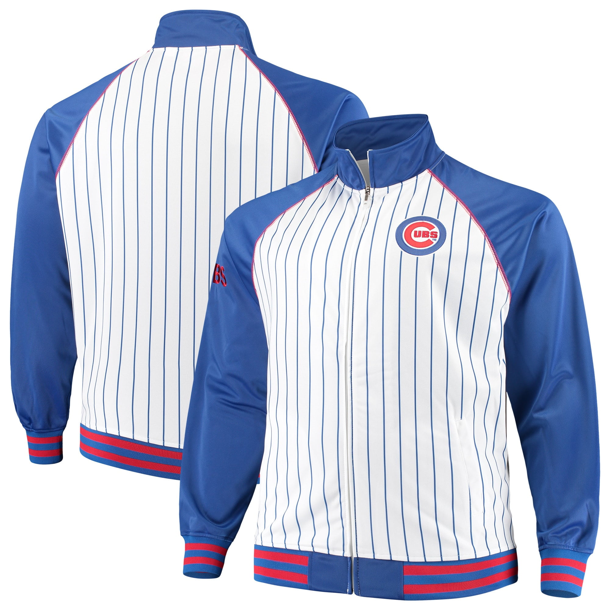 Chicago Cubs Majestic Big & Tall Pinstripe Tricot Full-Zip Jacket ...