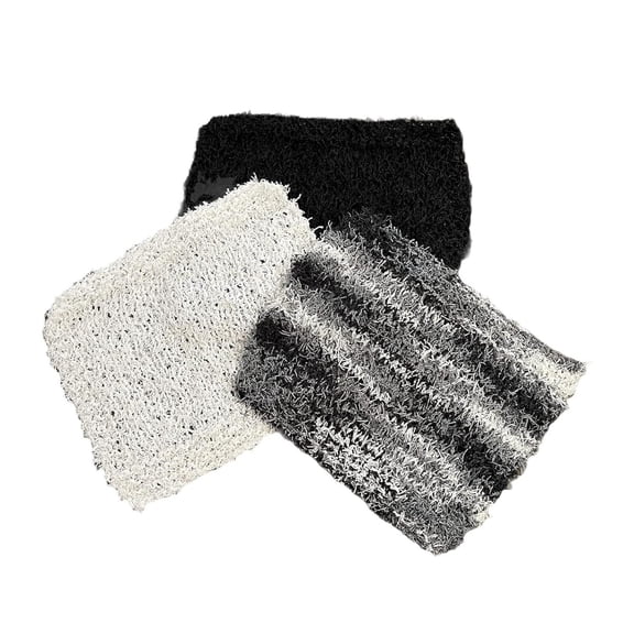 Scrubby Washcloth - Exfoliating - Black-White-Marble - 100% cotton - Set of 3