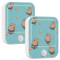 Yayeee 2-Pack Plug in LED Night Lights with Light Sensors Motion Detectors, Cartoon Capybaras