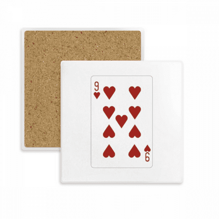 

Heart 9 Playing Cards Pattern Square Coaster Cup Mat Mug Subplate Holder Insulation Stone