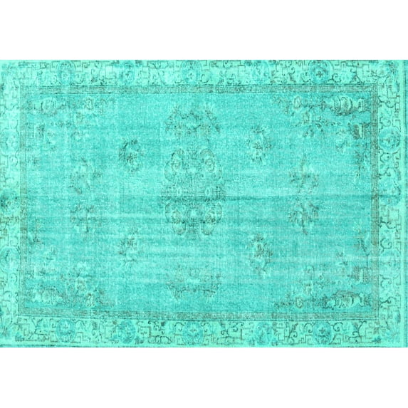 Ahgly Company Indoor Rectangle Persian Turquoise Blue Bohemian Area Rugs, 8' x 12'