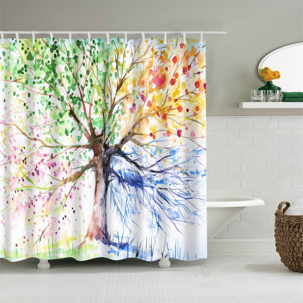 Fabric Shower Curtain Four Season Tree Colorful Spring Summer Autumn Winter Bathroom Decor Accessories Bath Curtain With Hooks Fabric Shower Curtain Four Season Tree Colorful Spring Summer Autumn Winter Bathroom Decor Accessories Bath Curtain With Hooks