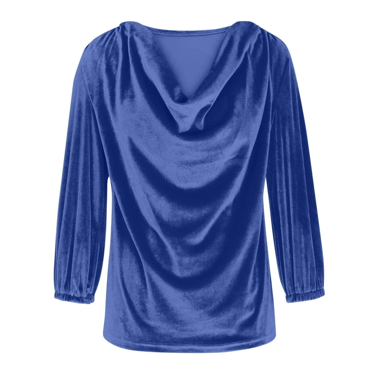 Women's Elegant Long Sleeve Tops Round Neck Vintage Velvet Blouse Women's Elegant Long Sleeve Tops Round Neck Vintage Velvet Blouse